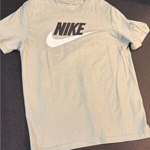 Nike Short-Sleeve Tee in Sage Green with Black Logo and White Swoosh medium
